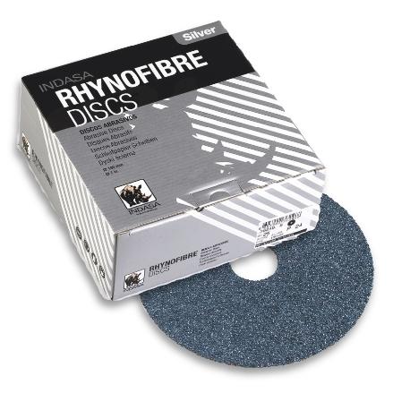 Indasa 7" 50 Grit Rhynofibre "Z" Silver Resin Fiber Grinding Discs, 2200-50