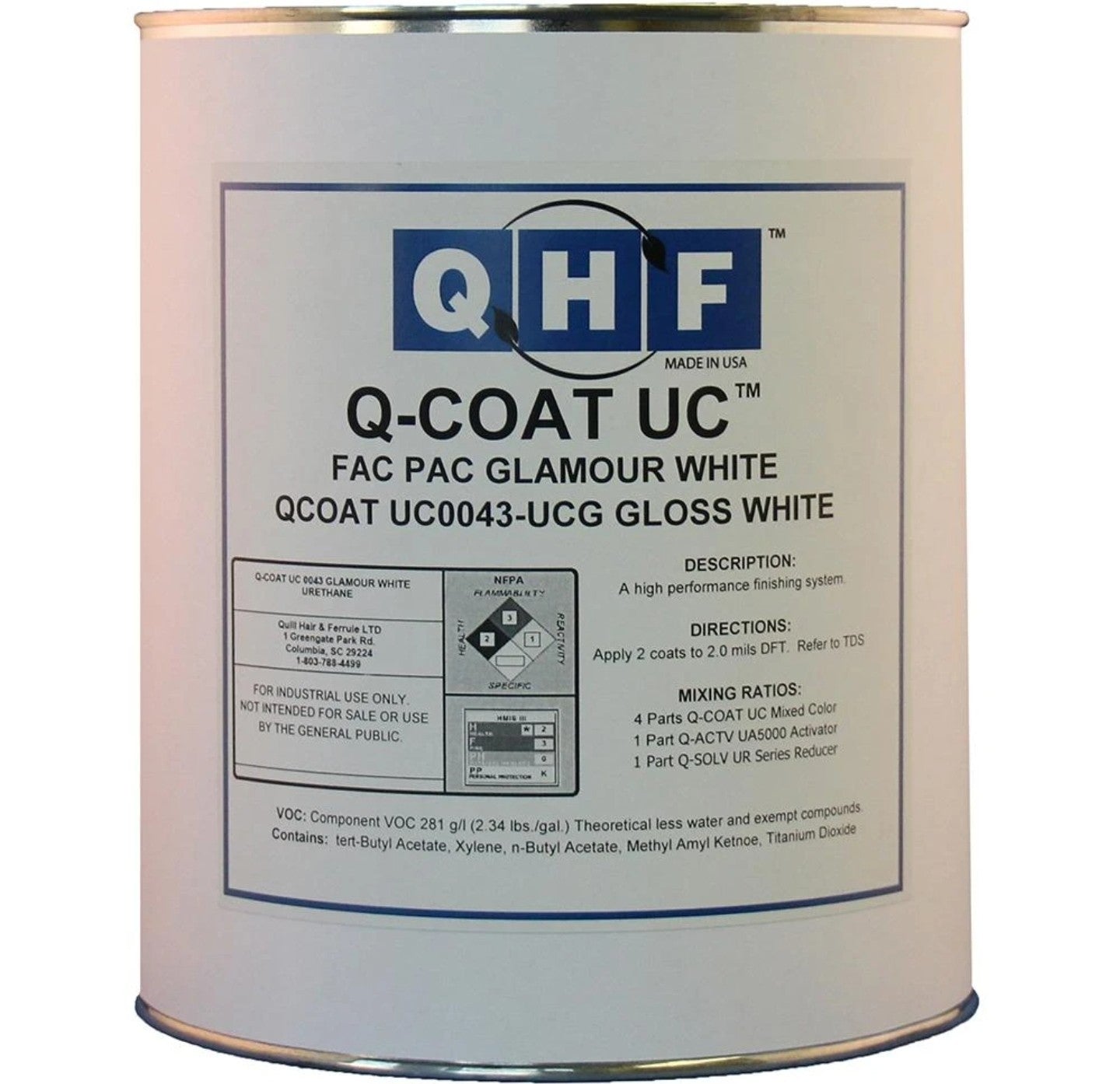 Q-COAT UC0043 High Gloss Urethane White Gallon by QHF | UnitedFinish.com